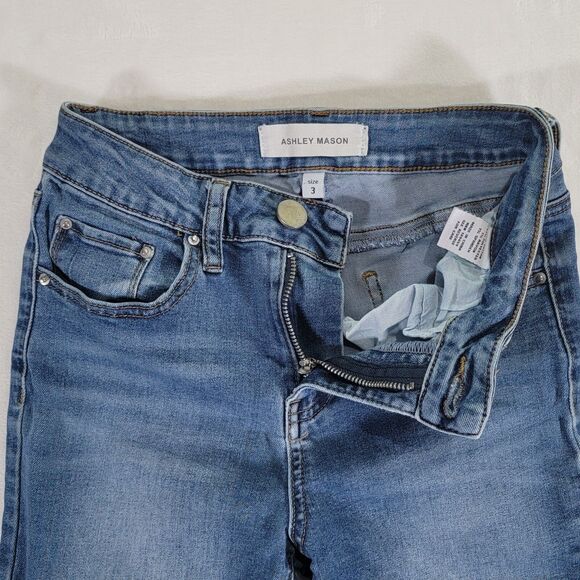 ASHLEY MASON Blue Skinny Girl's Junior Jeans Size 3 Dark Wash Stretch Denim - Picture 3 of 9